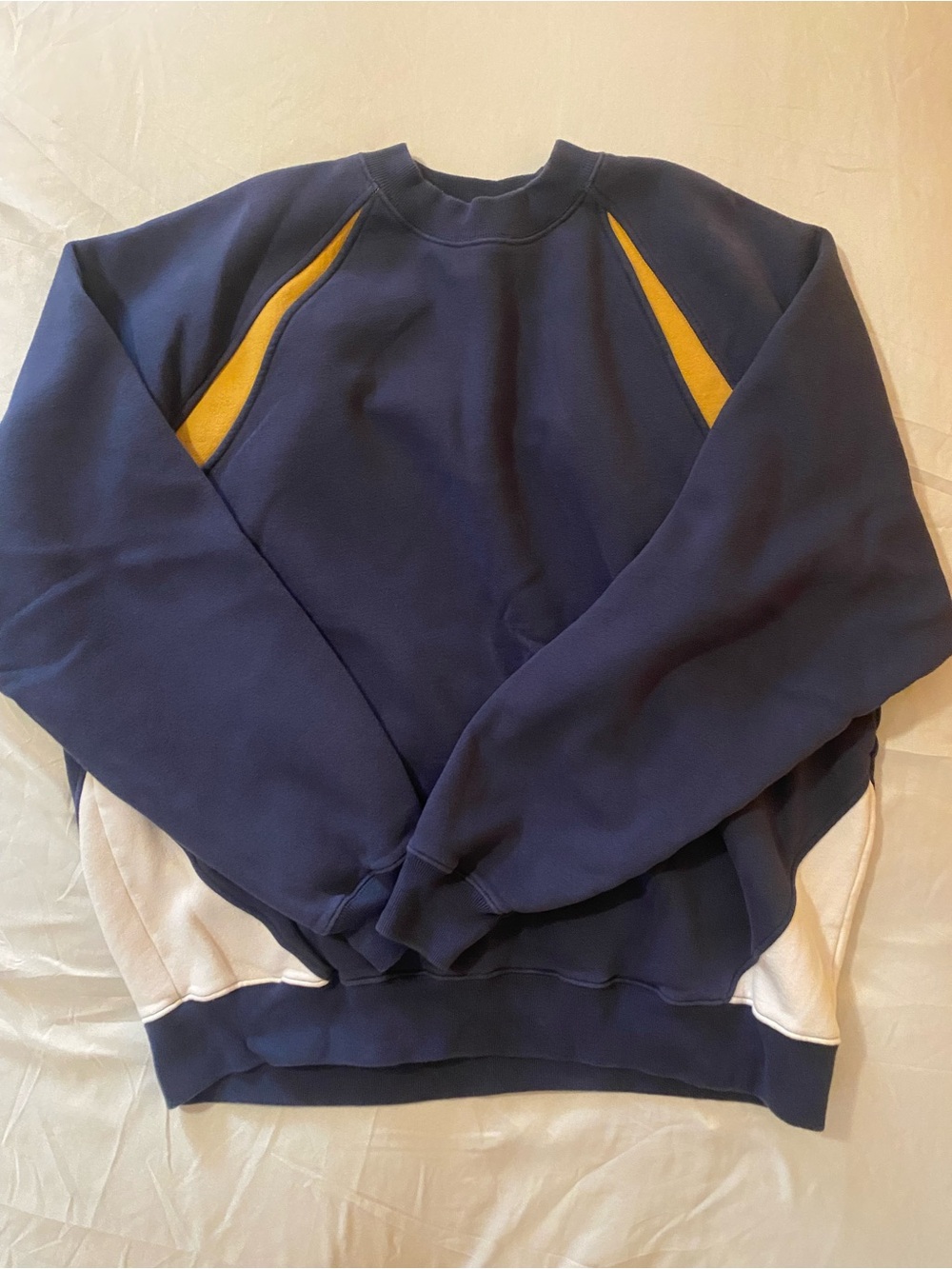 Abercrombie & Fitch Navy Crewneck Sweatshirt with Yellow and White Panels